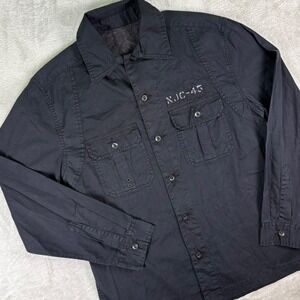 Vintage Nautica Jeans Co. Men's Military Shirt Size S Black NJC-45 Patch Utility